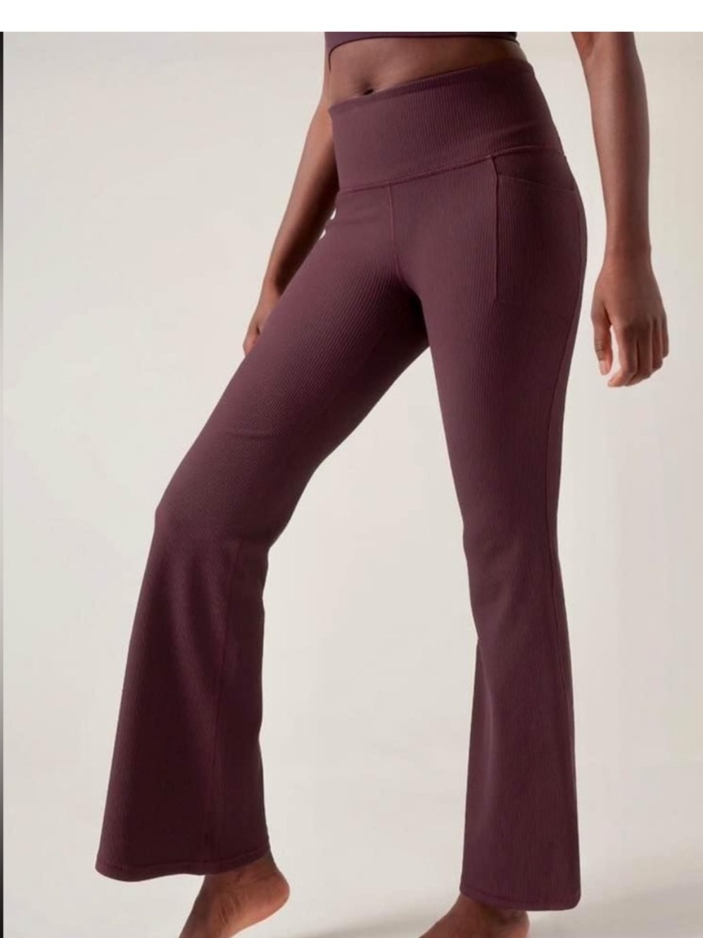 Athleta Salutation Stash Rib Flare XS TP leggings pants tall maroon burgundy